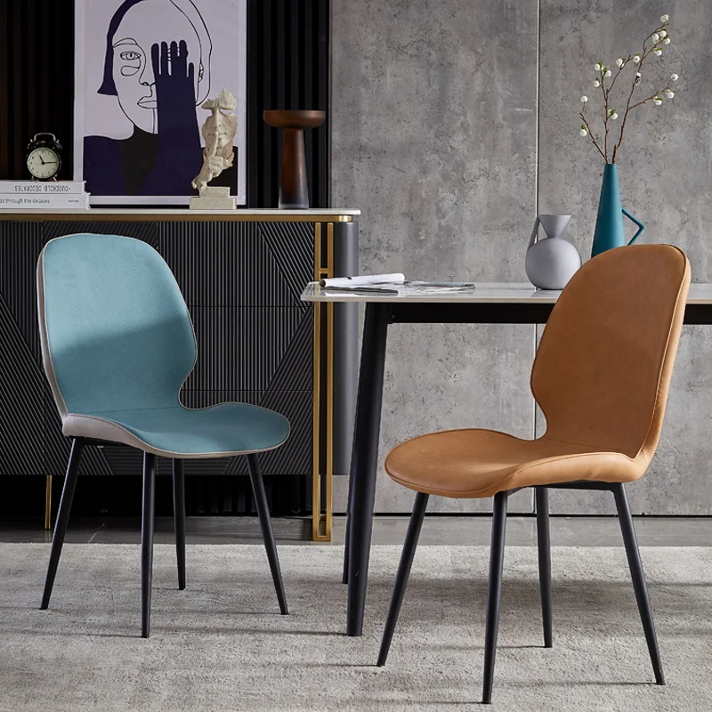 

Library Modern Chairs Patio Nordic Minimalist Design Ergonomic Lounge Dining Chairs Black Metal Legs Cadeira Nordic Furniture