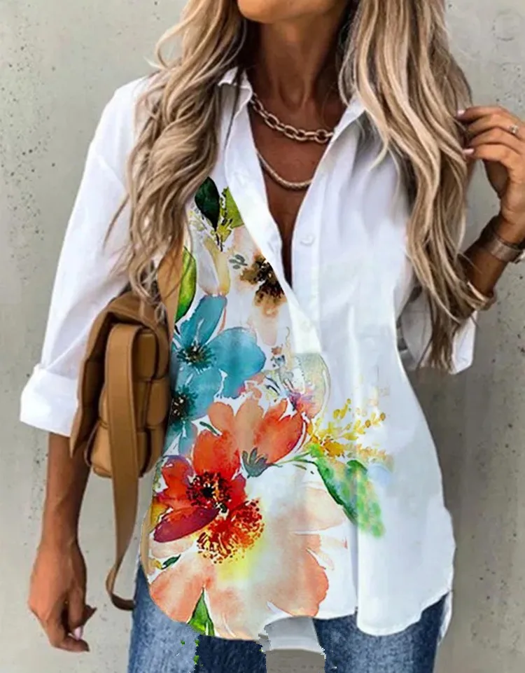 Elegant Printed Shirt Women 2022 Spring Summer New Fashion Long-Sleeved White Shirt Single Breasted Office Lapel Blouses
Elegant Printed Shirt Women 2022 Spring Summer New Fashion Long-Sleeved White Shirt Single Breasted Office Lapel Blouses