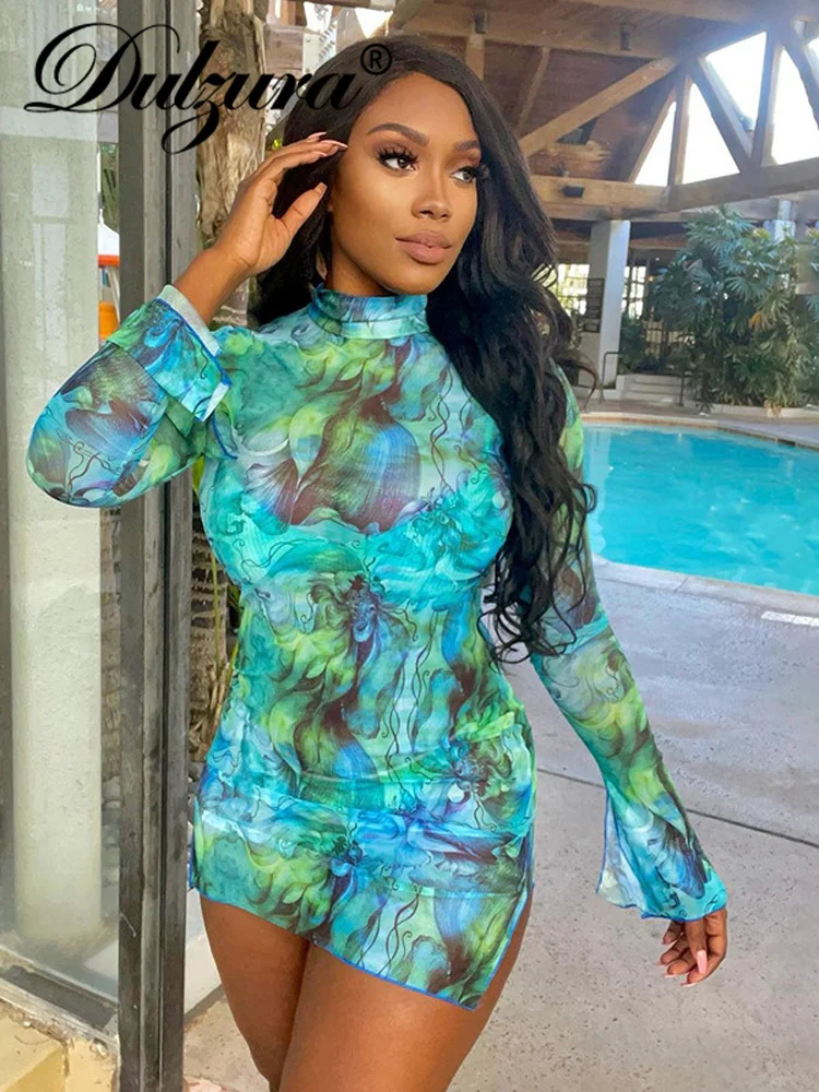 Dulzura 2022 Summer Women Mesh Sexy Y2K Cloth Tie Dye Print Long Sleeve Side Slit Bodycon Mini Dress Outfits Club Party Birthday
Dulzura 2022 Summer Women Mesh Sexy Y2K Cloth Tie Dye Print Long Sleeve Side Slit Bodycon Mini Dress Outfits Club Party Birthday