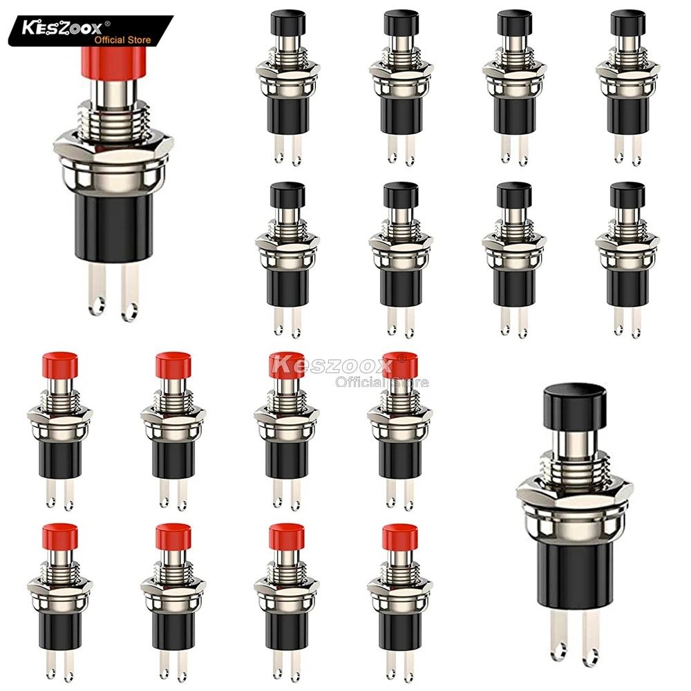 Keszoox PBS-110 7mm Mini Momentary Push Button Switch 2Pins 20Pcs Normally Open(NO) Black/Red Cap for Model Railway Hobby
Keszoox PBS-110 7mm Mini Momentary Push Button Switch 2Pins 20Pcs Normally Open(NO) Black/Red Cap for Model Railway Hobby