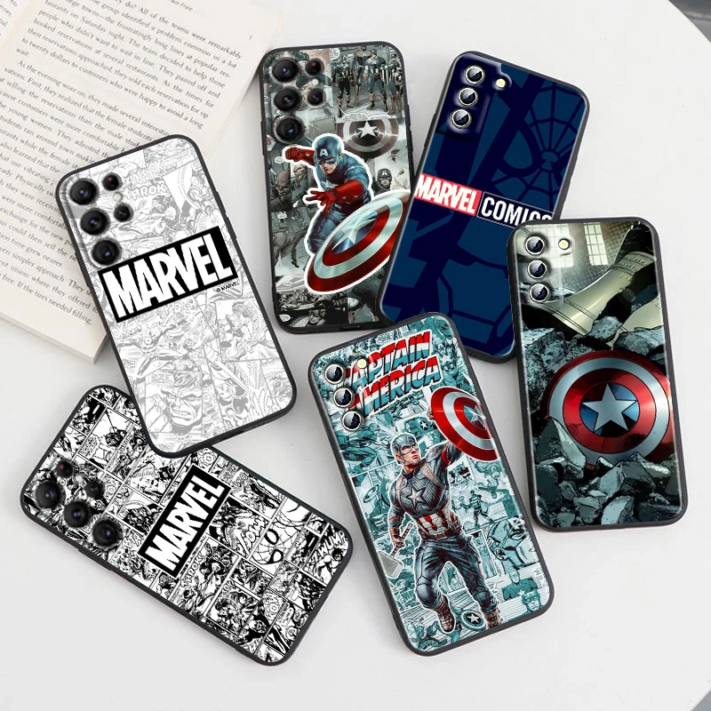 

Marvel Captain America For Samsung Galaxy S23 S22 S21 S20 Ultra Plus Pro S10 S9 S8 S7 4G 5G Silicone Soft Black Phone Case Cover