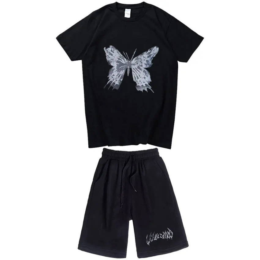 2023 Summer Dark Style Men's and Women's Leisure Sports Short Sleeve Set Gothic Couple Cotton T-shirt Capris
2023 Summer Dark Style Men's and Women's Leisure Sports Short Sleeve Set Gothic Couple Cotton T-shirt Capris