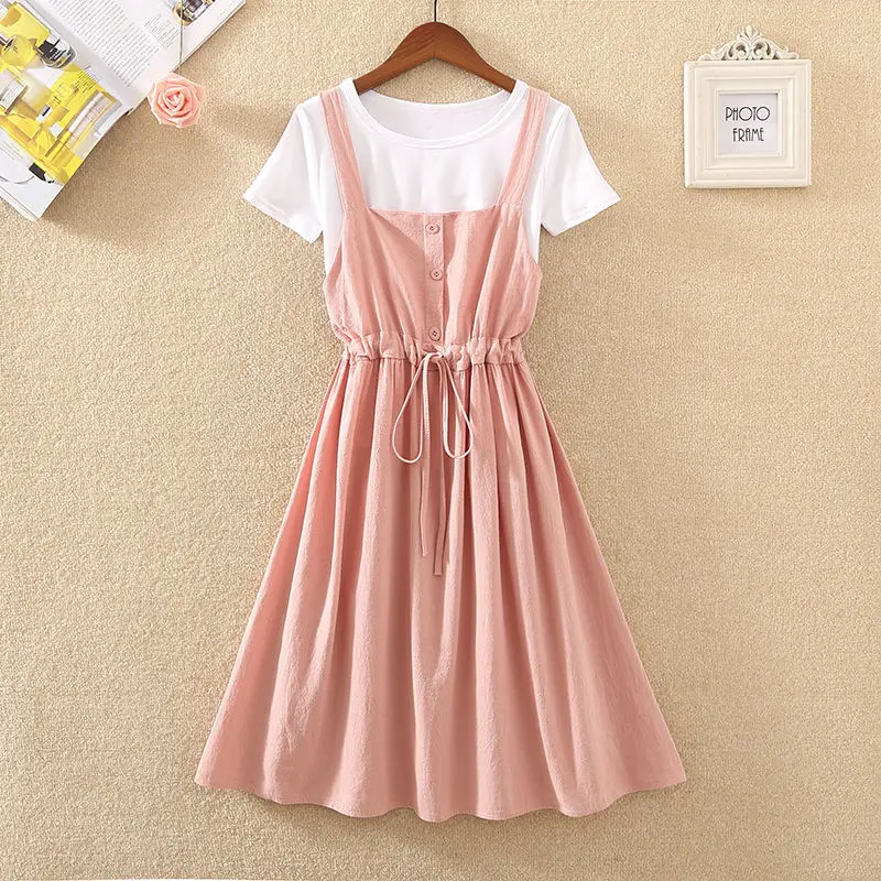 Woman Midi-length Casual Dress Suit Female Summer New Style Short Sleeves Shirt and Suspender Suits Ladies Two-piece Suits A87
Woman Midi-length Casual Dress Suit Female Summer New Style Short Sleeves Shirt and Suspender Suits Ladies Two-piece Suits A87