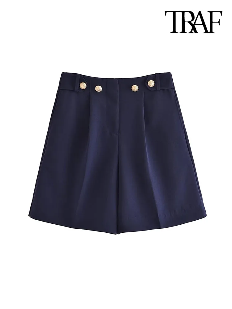 TRAF Women Fashion With Golden Button Side Pockets Bermuda Shorts Vintage High Waist Zipper Fly Female Short Pants Mujer
TRAF Women Fashion With Golden Button Side Pockets Bermuda Shorts Vintage High Waist Zipper Fly Female Short Pants Mujer