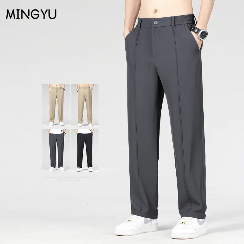 Brand Clothing New Design Stretch Pants Men Thin Business Elastic Waist Grey Loose Straight Suit Trousers Male Large Size M-4XL 
Brand Clothing New Design Stretch Pants Men Thin Business Elastic Waist Grey Loose Straight Suit Trousers Male Large Size M-4XL