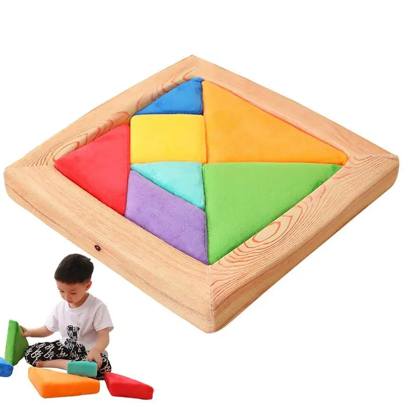 

Tangram Shape Throw Pillow Stuffed Plush Toys And Early Educational Toy Huggable Plush Large Tangram Puzzle Montessori Sensory