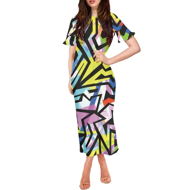 2023 New Long Dress Fashion Design Sexy Women Floral Printed Maxi Dress Hawaii Polynesian Tribal Print Short Sleeve Clothing
2023 New Long Dress Fashion Design Sexy Women Floral Printed Maxi Dress Hawaii Polynesian Tribal Print Short Sleeve Clothing