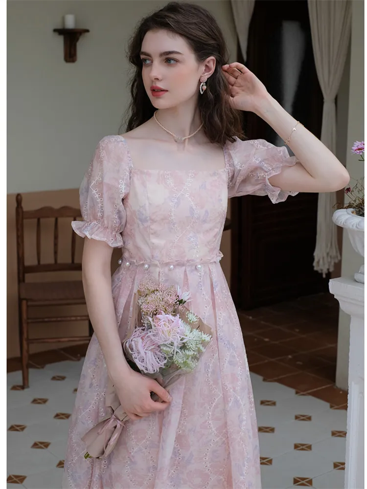 AIGYPTOS Summer Pink Midi Dress Women Elegant Slim Embroidery Print Long Dress Korean Sweet Puff Sleeve Pearl High Waist Dress
AIGYPTOS Summer Pink Midi Dress Women Elegant Slim Embroidery Print Long Dress Korean Sweet Puff Sleeve Pearl High Waist Dress