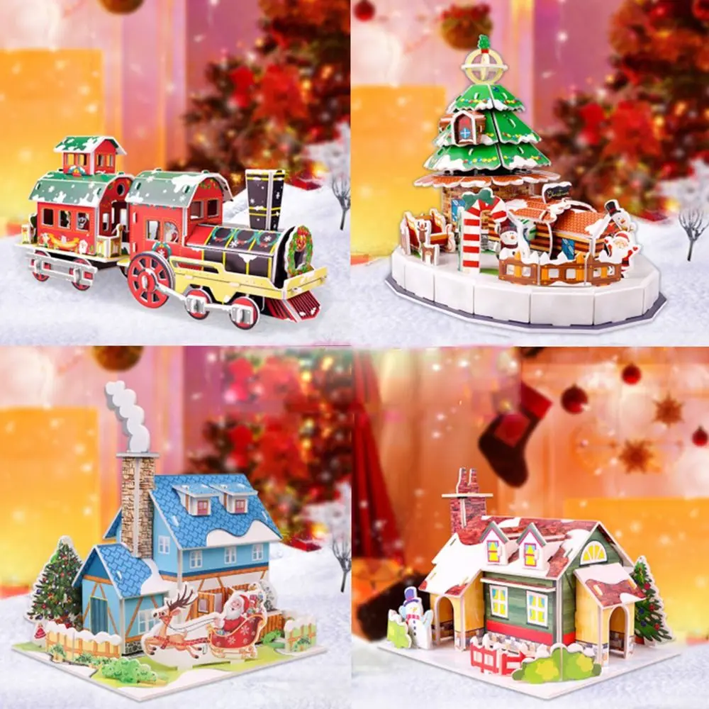 Christmas House Train Model 3D Puzzle Kindergarten Early Educational DIY Handmade Paper Card Jigsaw for Kids Gift
Christmas House Train Model 3D Puzzle Kindergarten Early Educational DIY Handmade Paper Card Jigsaw for Kids Gift