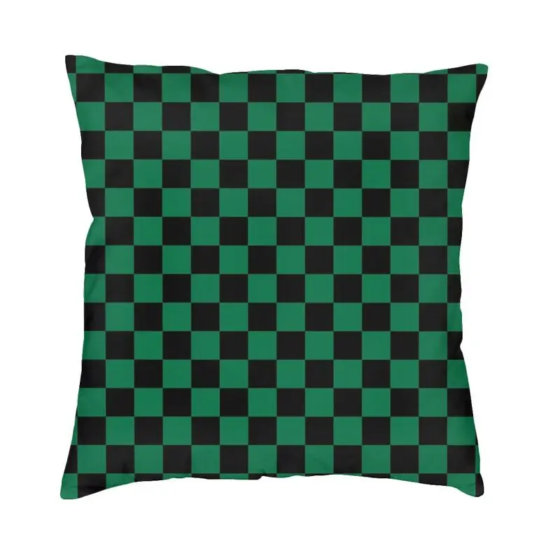

Крутая черная и кадмиевая зеленая Шахматная наволочка для подушки, украшение, 3D печать, Геометрическая искусственная наволочка для гостино...