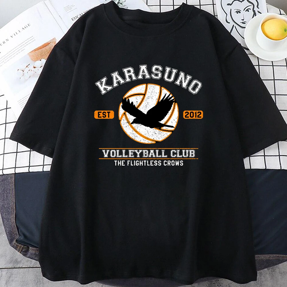 

2023 Karasuno Club Haikyuu футболка аниме футболка повседневные свободные хлопковые топы Мужские Женские футболки Y2K