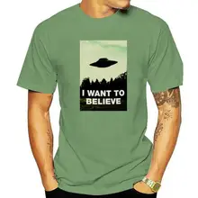 New I Want To Believe Men Graphic T-Shirt X Files Tee UFO Alien Shirt Classic Custom Design Tee Shirt Summer Boyfriend Gift Top