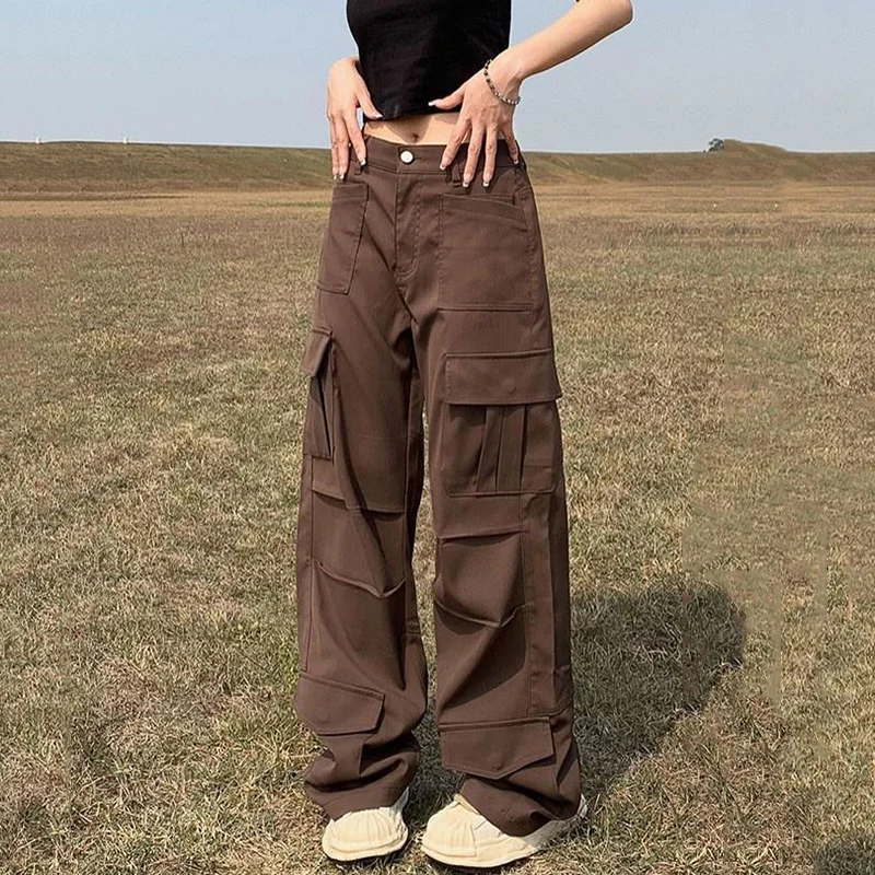 Rimocy Brown Women Straight Cargo Pants Streetwear Back Elastic Waist Baggy Trousers Woman 2023 Retro Wide Leg Sweatpants Female
Rimocy Brown Women Straight Cargo Pants Streetwear Back Elastic Waist Baggy Trousers Woman 2023 Retro Wide Leg Sweatpants Female