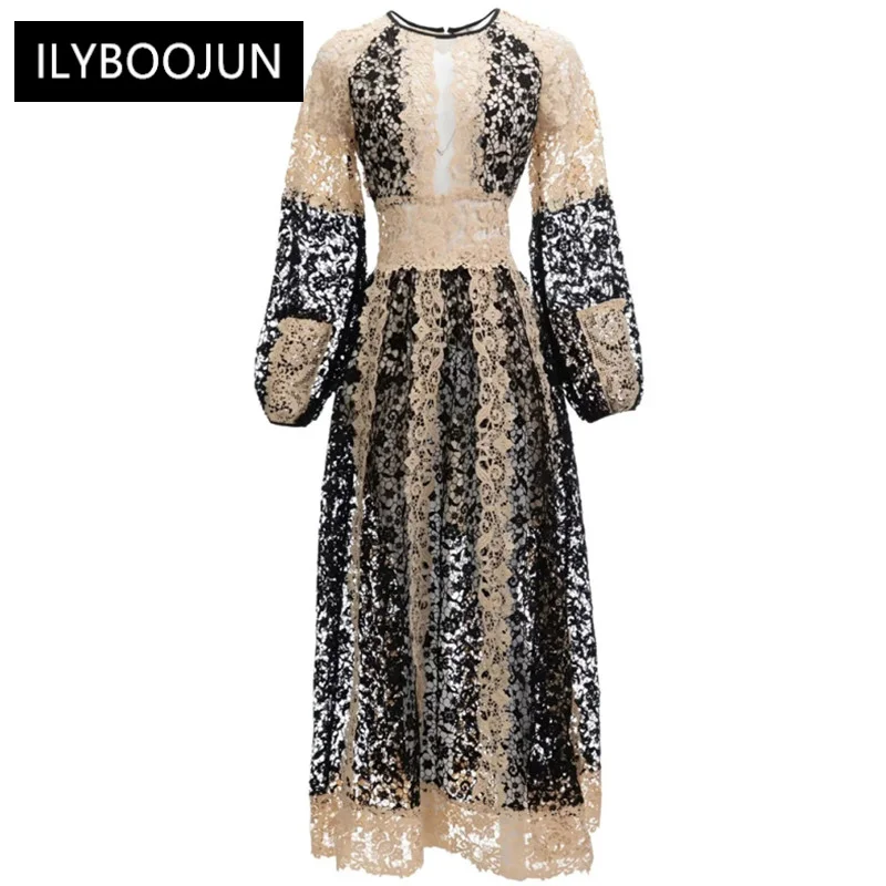 Dresses For Women 2022 Elegant High Quality Maxi O-neck Lantern Sleeve Patchwork Flower Hollow Out Vintage Party Long Dresses
Dresses For Women 2022 Elegant High Quality Maxi O-neck Lantern Sleeve Patchwork Flower Hollow Out Vintage Party Long Dresses
