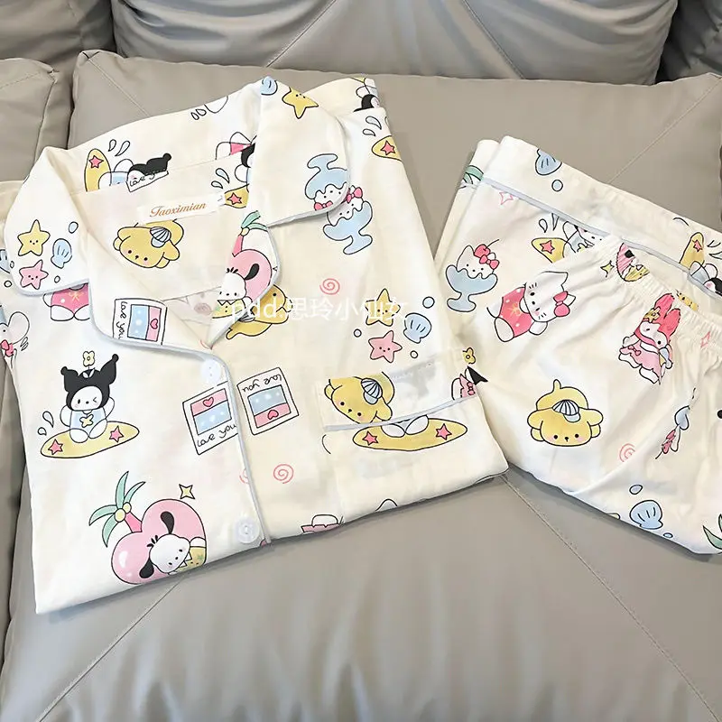 Новинка летняя женская пижама Sanrio из чистого хлопка с героями мультфильмов Хелло Китти полако спавшие повседневные свободные шорты Пижама
Новинка летняя женская пижама Sanrio из чистого хлопка с героями мультфильмов Хелло Китти полако спавшие повседневные свободные шорты Пижама