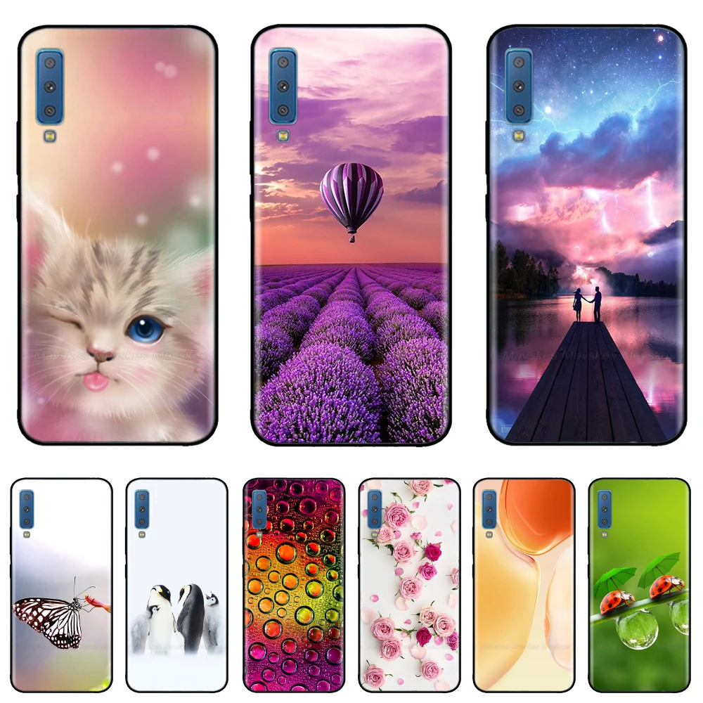 Чехол для Samsung Galaxy A7 2018 чехол A 7 мягкий силиконовый тонкий искусственный телефона