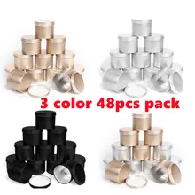 48pcs 100ml Round Candle Tea Jars With Lid Aluminum Tin Candle Storage Container Tea Box Empty Cream Cosmetic Container