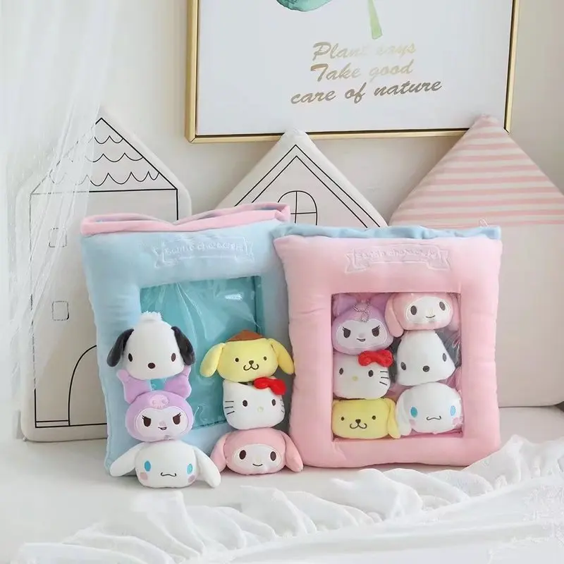 

6pcs/bag Cute Sanrio Plushies Gift Hello Kitty Cat Cinnamonroll Kuromi My Melody Snack Bag Stuffed Plush Doll Gifts For Children