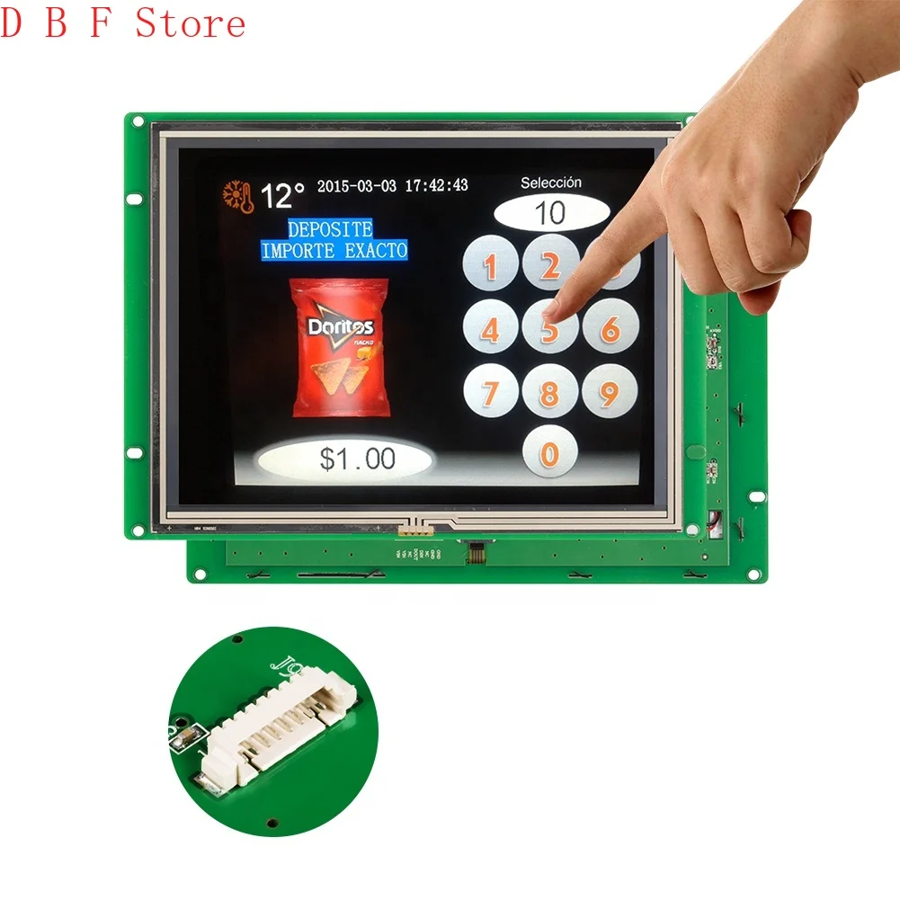programmable 8 inch vending machine touch module +control board integrated with CPU/driver to work with MCU through UART port
programmable 8 inch vending machine touch module +control board integrated with CPU/driver to work with MCU through UART port