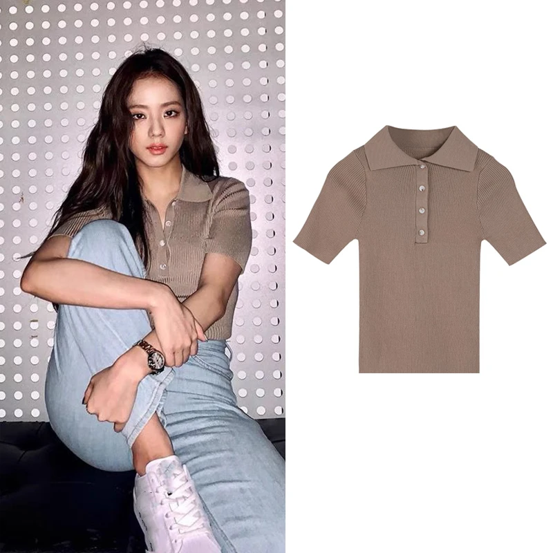 Jisoo Kpop Single Breasted Polo T Shirt Women Sexy Blouse Short Sleeve Tees Crop Top Lady Fashion Summer 2022 Slim Knitted Tops
Jisoo Kpop Single Breasted Polo T Shirt Women Sexy Blouse Short Sleeve Tees Crop Top Lady Fashion Summer 2022 Slim Knitted Tops