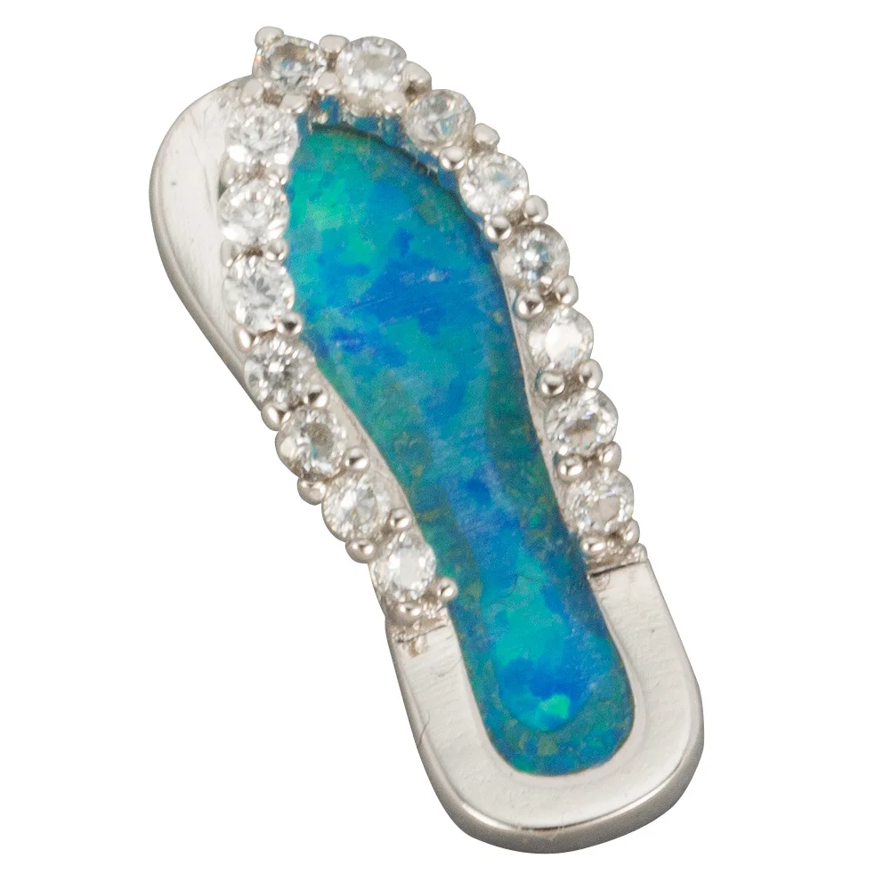 KONGMOON Beach Flip Flop Ocean Blue Fire Opal CZ Silver Plated Jewelry for Women Pendant for Necklace
KONGMOON Beach Flip Flop Ocean Blue Fire Opal CZ Silver Plated Jewelry for Women Pendant for Necklace