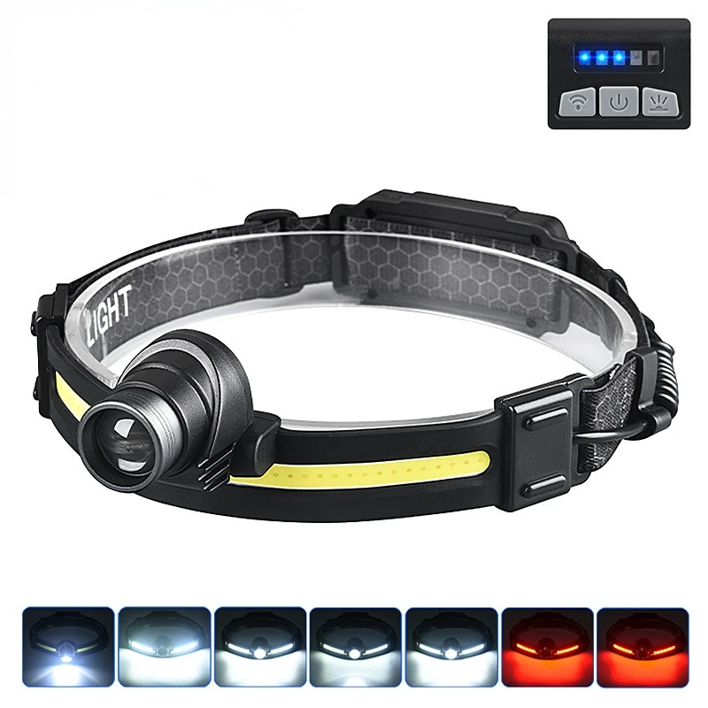 Headlamp Led 7Modes XPE+COB Sensor Headlight Head Torch Flashlight Built in Battery Head Lamp For Fishing Hunting
Headlamp Led 7Modes XPE+COB Sensor Headlight Head Torch Flashlight Built in Battery Head Lamp For Fishing Hunting