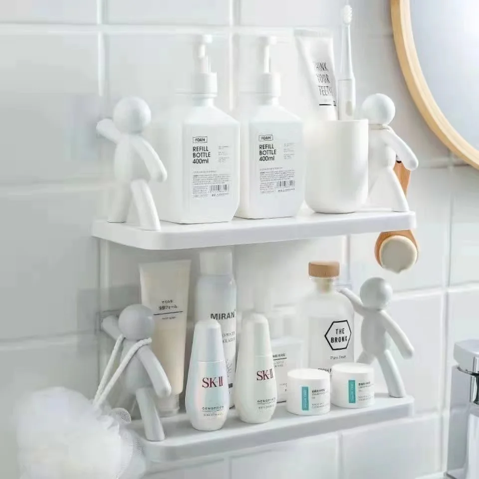 

Креативная настенная полка для хранения в ванной комнате, самоклеящиеся стеллажи для хранения кухонных приправ