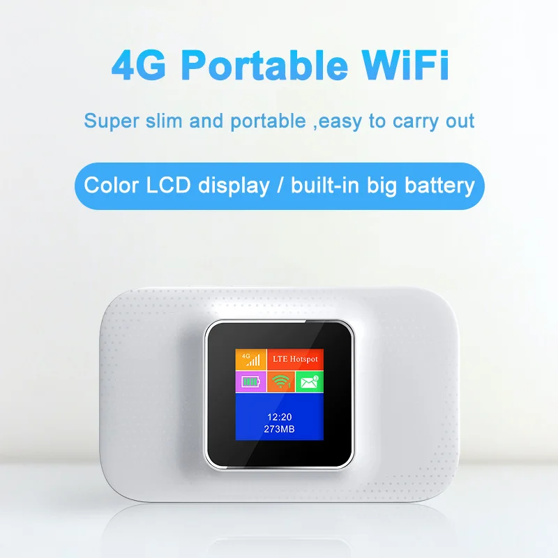 4G SIM card wifi router color LCD display lte wifi modem Sim Card Router MIFI pocket hotspot built-in battery portable WiFi
4G SIM card wifi router color LCD display lte wifi modem Sim Card Router MIFI pocket hotspot built-in battery portable WiFi