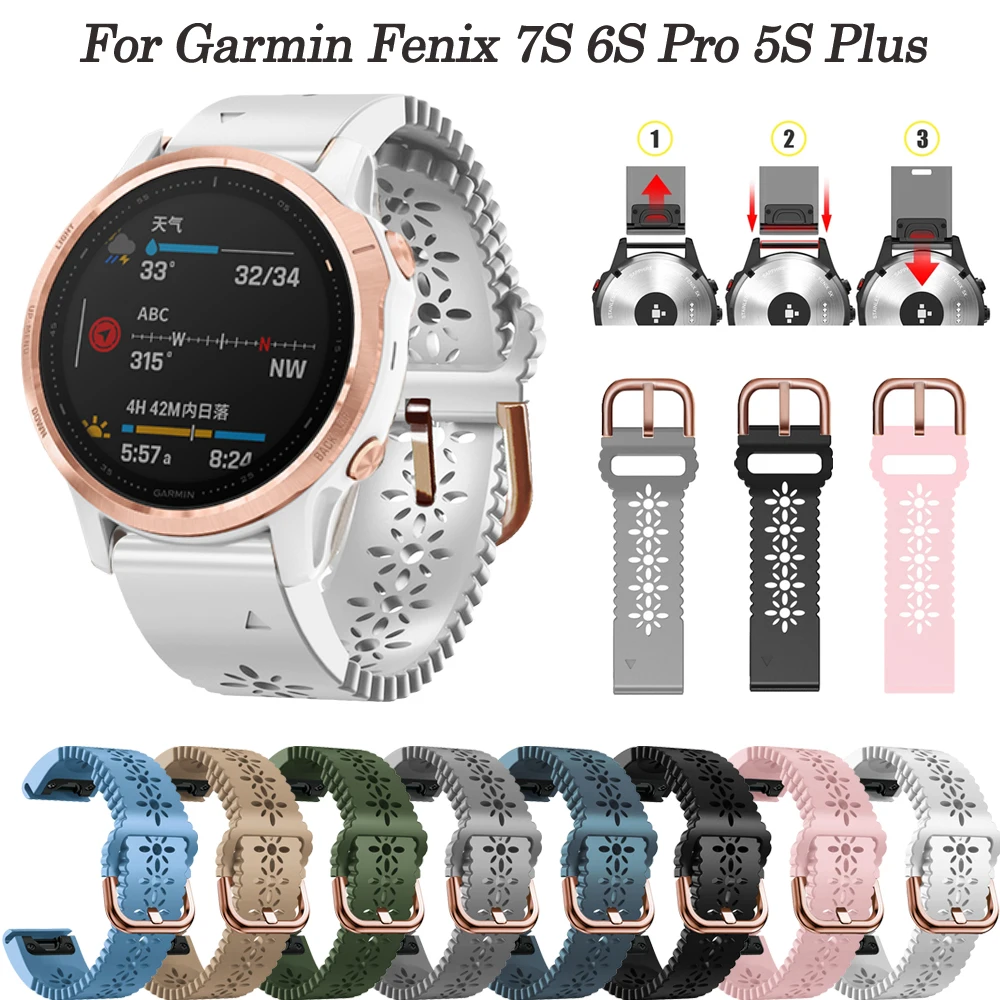 

20mm Silicone Strap For Garmin Fenix 7S 6S Pro 5S Plus Watchband Bracelet Replacement Instinct 2S Strap Quick Release Wrist Band