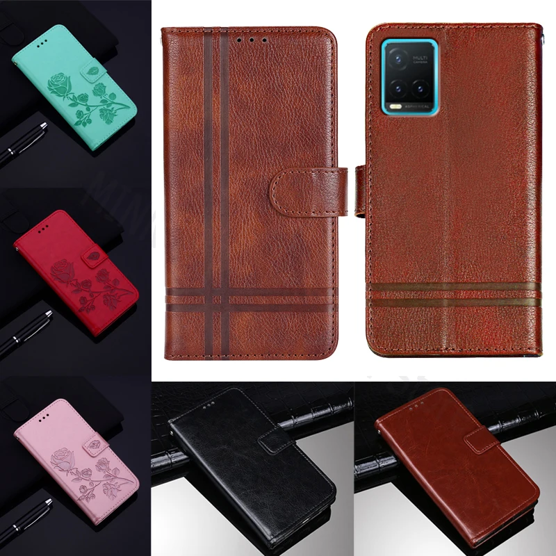 

V2153 Etui Cover For Vivo T1x Case Flip Leather Wallet Magnetic Card Stand Phone Protective Shell Book For Vivo T1 x Case Coque