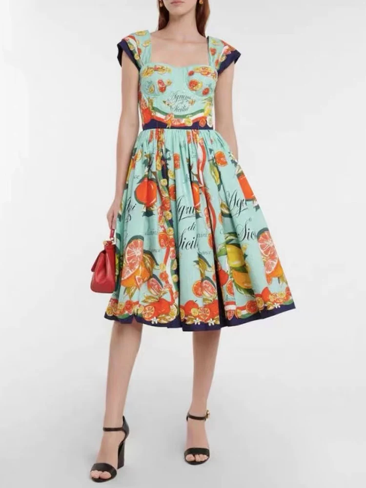 Designer Retro Print Sexy Square Neck Short Sleeve High Waist Tube Top Dress Ladies Summer New Fashion Loose Swing Puff Skirt
Designer Retro Print Sexy Square Neck Short Sleeve High Waist Tube Top Dress Ladies Summer New Fashion Loose Swing Puff Skirt