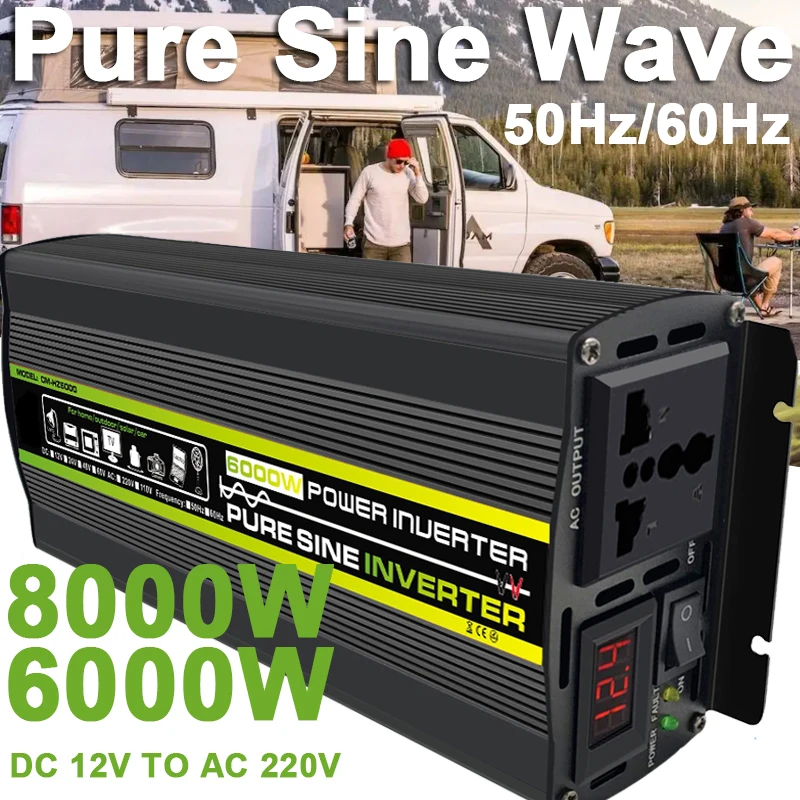Инвертор немодулированного синусоидального сигнала, 8000 Вт, 6000 Вт, автомобильный инвертор 12 В до 220 В, преобразователь 50 Гц, 60 Гц, универсальный для солнечной системы, для наружного автомобиля 
Инвертор немодулированного синусоидального сигнала, 8000 Вт, 6000 Вт, автомобильный инвертор 12 В до 220 В, преобразователь 50 Гц, 60 Гц, универсальный для солнечной системы, для наружного автомобиля