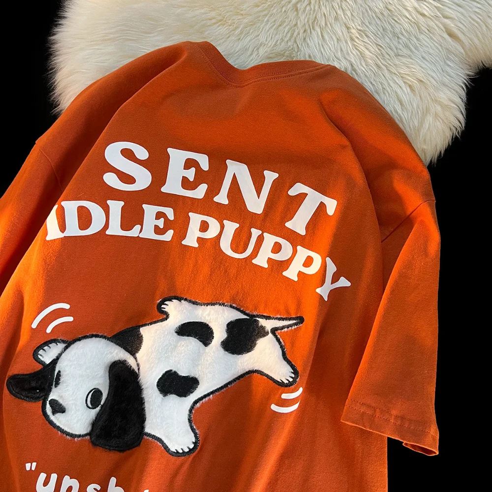 Футболка женская хлопковая в японском стиле Харадзюку, свободная уличная одежда с принтом собаки, оранжевая, в Корейском стиле, лето 2023
Футболка женская хлопковая в японском стиле Харадзюку, свободная уличная одежда с принтом собаки, оранжевая, в Корейском стиле, лето 2023