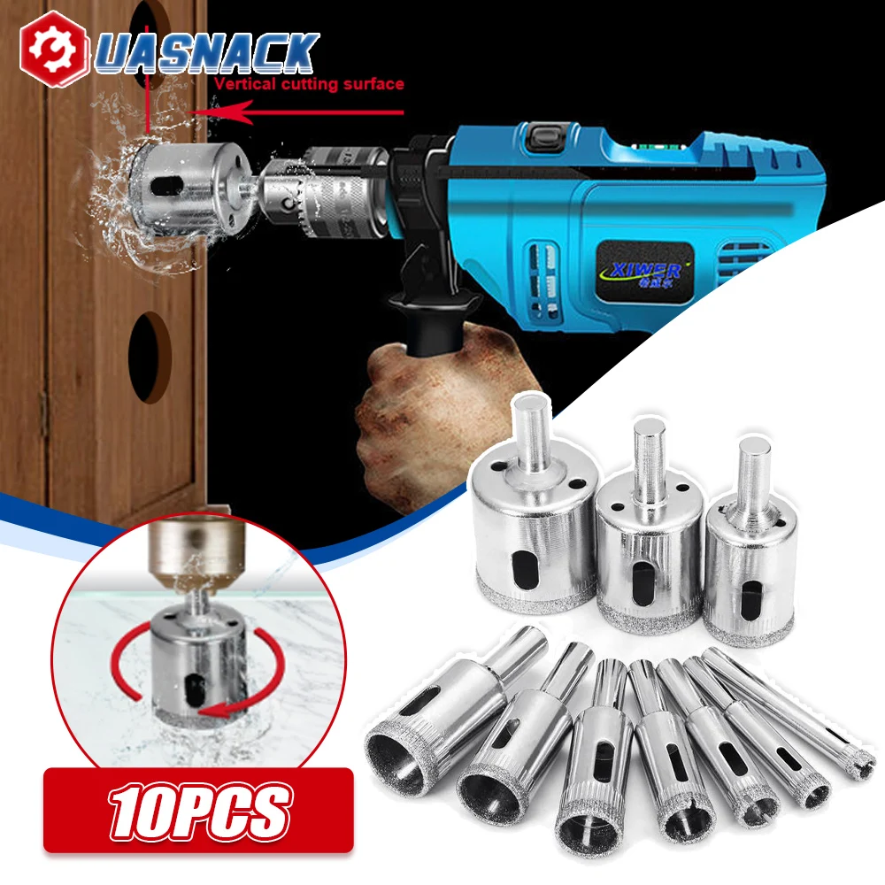 10pcs Diamond Coated Drill Bit Set Hole Saw Glass Drill Hole Opener Saw Open Drilling Bits For Tile Marble Glass Ceramic Hole
10pcs Diamond Coated Drill Bit Set Hole Saw Glass Drill Hole Opener Saw Open Drilling Bits For Tile Marble Glass Ceramic Hole
