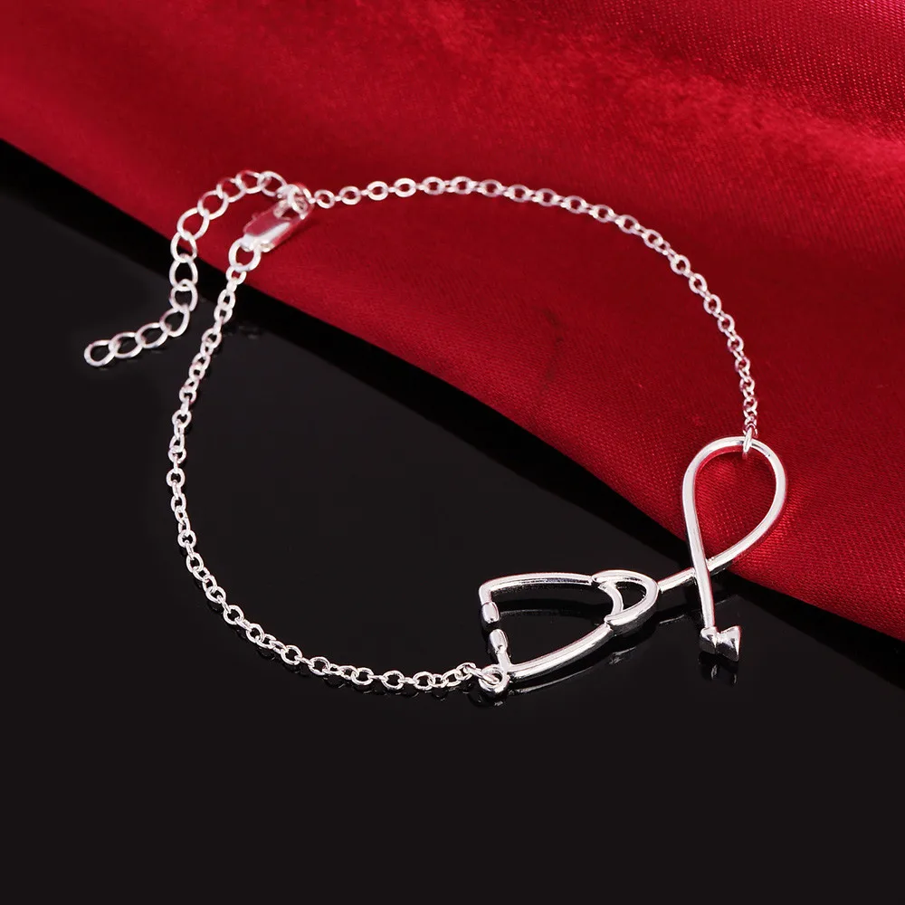 

925 Sterling Silver Bracelet 8 Inches Stethoscope Bracelet For Women Fashion Party Anniversary Gift Jewelry Free Shipping