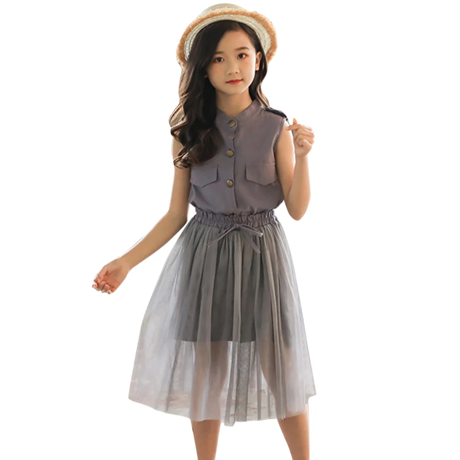 Kids Summer Clothes Vest + Mesh Skirt Girls Outfits Casual Style Costume For Girl Teenage Children's Clothes Free Shipping
Kids Summer Clothes Vest + Mesh Skirt Girls Outfits Casual Style Costume For Girl Teenage Children's Clothes Free Shipping