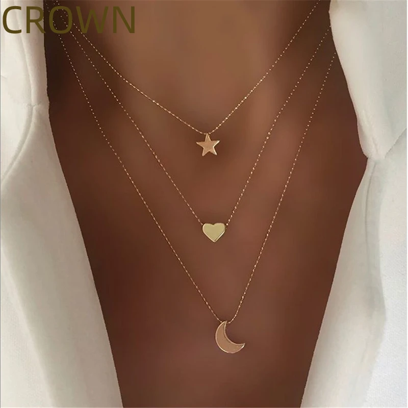 CROWN Bohemian style Necklace Stars Moon Pendant LOVE Accessories Woman Ornament Girl Jewelry Metal Retro Gift
CROWN Bohemian style Necklace Stars Moon Pendant LOVE Accessories Woman Ornament Girl Jewelry Metal Retro Gift