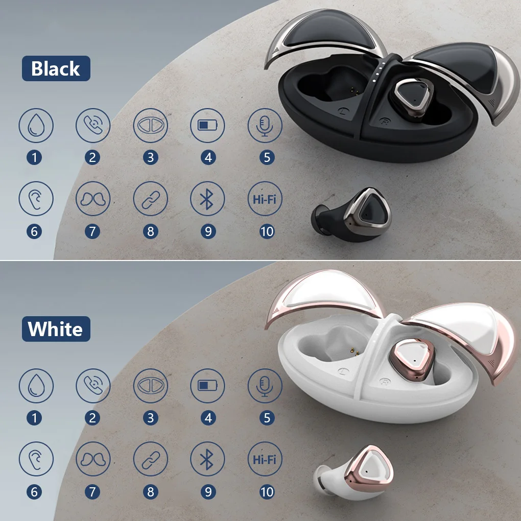 

Наушники-вкладыши IPX7 водонепроницаемые наушники с зарядным чехлом Bluetooth-совместимые наушники аудио наушники спортивные Гарнитуры Hands-Free