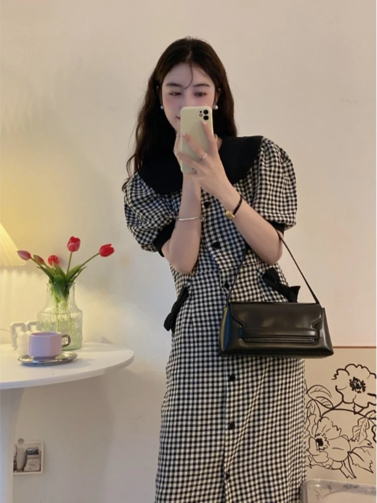 Женское длинное платье с бантом на талии, облегающее платье средней длины в клетку с короткими рукавами, корейское платье во французском ст...
Женское длинное платье с бантом на талии, облегающее платье средней длины в клетку с короткими рукавами, корейское платье во французском ст...