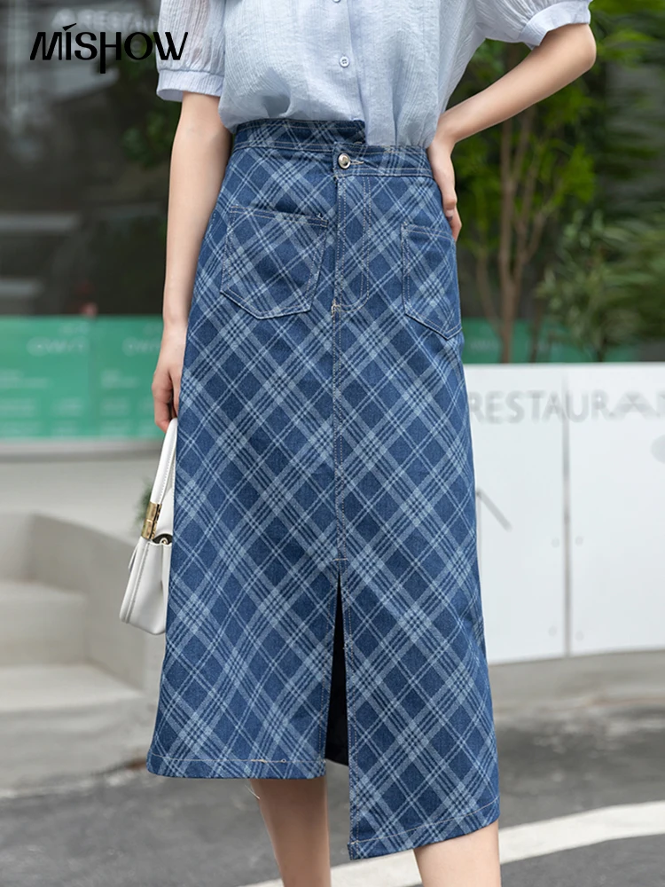 MISHOW 2022 Spring Summer Women's Denim Skirt Korean High Waist Irregular Design Plaid Woman Skirt Casual Office Lady MXB22B0280
MISHOW 2022 Spring Summer Women's Denim Skirt Korean High Waist Irregular Design Plaid Woman Skirt Casual Office Lady MXB22B0280