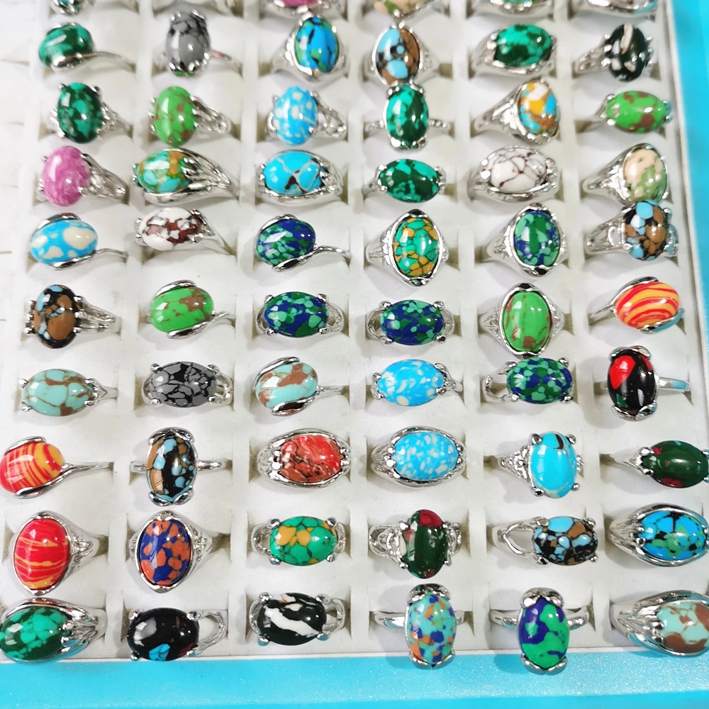30PCS Mix Lot Artificial Gem Charm Natural Stone Women's Finger Ring Fashion Wholesale Jewelry Bulk Silver Polish Rainbow Color
30PCS Mix Lot Artificial Gem Charm Natural Stone Women's Finger Ring Fashion Wholesale Jewelry Bulk Silver Polish Rainbow Color