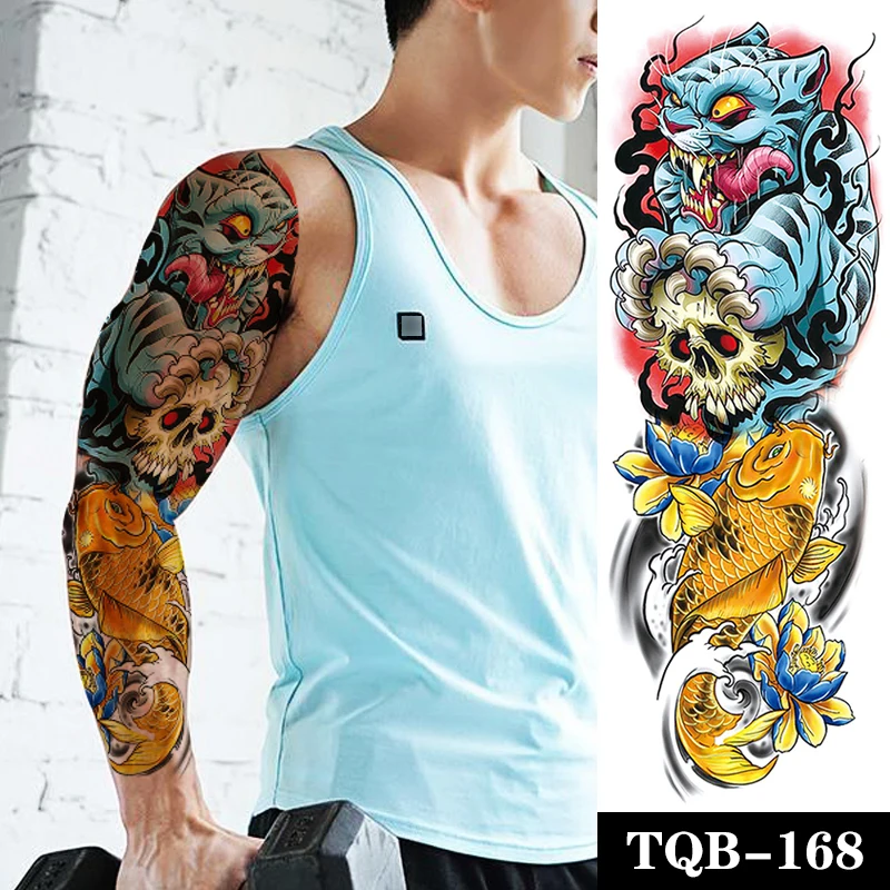 Large Arm Sleeve Tattoo Japanese Carp Tiger Lotus Waterproof Temporary Tatto Sticker Skull Body Art Full Fake Tatoo Women Men
Large Arm Sleeve Tattoo Japanese Carp Tiger Lotus Waterproof Temporary Tatto Sticker Skull Body Art Full Fake Tatoo Women Men