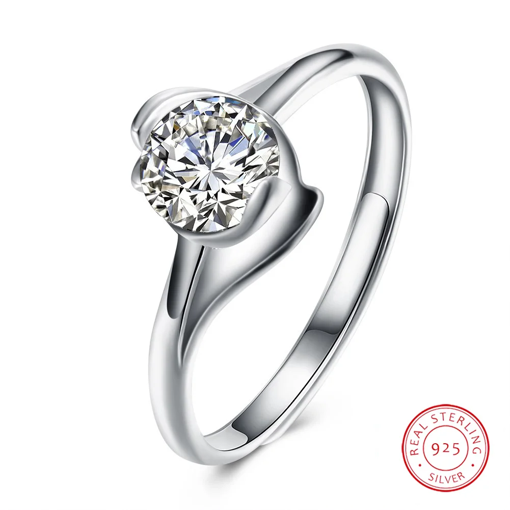 Luxury Female Real 925 Sterling Silver Engagement Ring Crystal Solitaire Wedding Rings For Women
Luxury Female Real 925 Sterling Silver Engagement Ring Crystal Solitaire Wedding Rings For Women