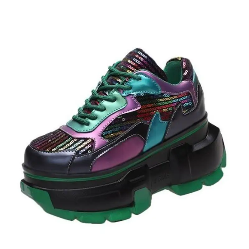 2022 New Women High Platform Bling Dad Shoes Spring Breathable Chunky Sneakers 8CM Thick Sole Trainers Leather Sneakers Woman
2022 New Women High Platform Bling Dad Shoes Spring Breathable Chunky Sneakers 8CM Thick Sole Trainers Leather Sneakers Woman