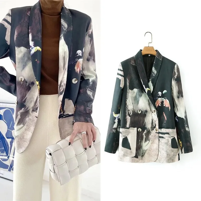 Vintage Tie-Dye Blazer Suit Woman Contrast Colors Office Blazer Elegant Double Breasted Back Stripe Casual Commute Suit Coats
Vintage Tie-Dye Blazer Suit Woman Contrast Colors Office Blazer Elegant Double Breasted Back Stripe Casual Commute Suit Coats