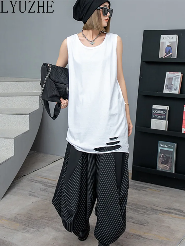 LYUZHE Basic Style White Tank Top For Women 2023 Summer New Style Hole Bottom Sleeveless Medium Length Top ZXF051
LYUZHE Basic Style White Tank Top For Women 2023 Summer New Style Hole Bottom Sleeveless Medium Length Top ZXF051