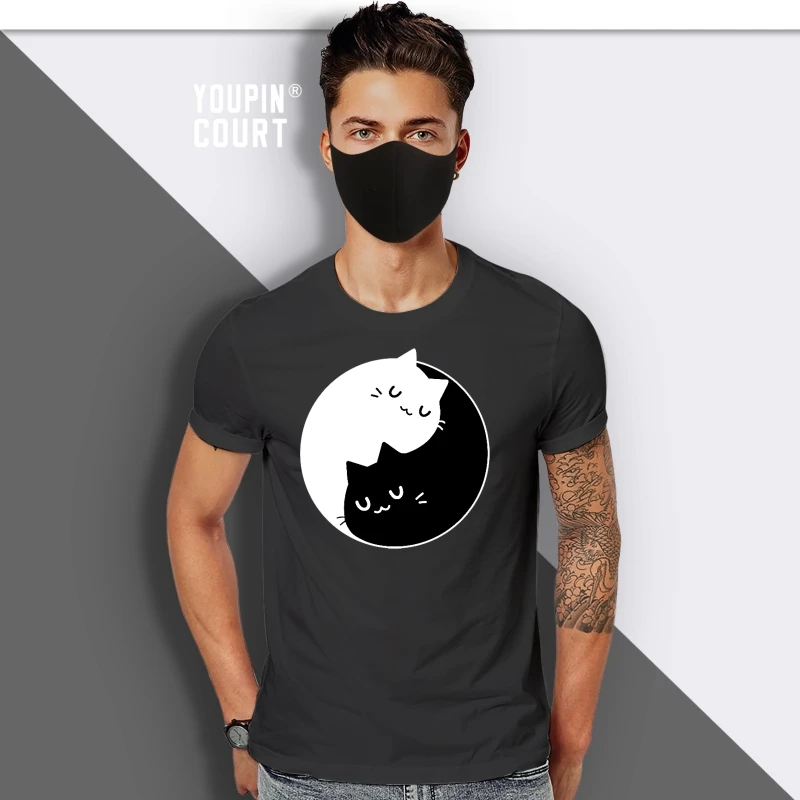 

Yin Yang Cat T Shirt Mother Of Cats Pet Toy Puss In Boots Feline Purrfect Tee 2019 Funny Tees
