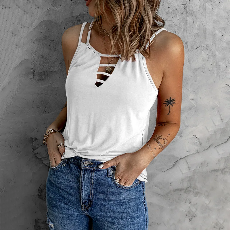Womens Tops New V-neck Loose Casual Sleeveless Bottoming Shirt European and American Solid Color Camisole Crop Top Women
Womens Tops New V-neck Loose Casual Sleeveless Bottoming Shirt European and American Solid Color Camisole Crop Top Women