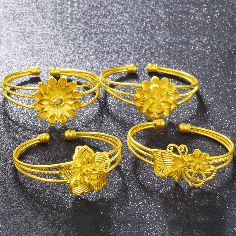 No Fade Vietnam Alluvial Gold Bracelets Flower Butterfly Bangle Wedding Jewelry for Bangle
No Fade Vietnam Alluvial Gold Bracelets Flower Butterfly Bangle Wedding Jewelry for Bangle