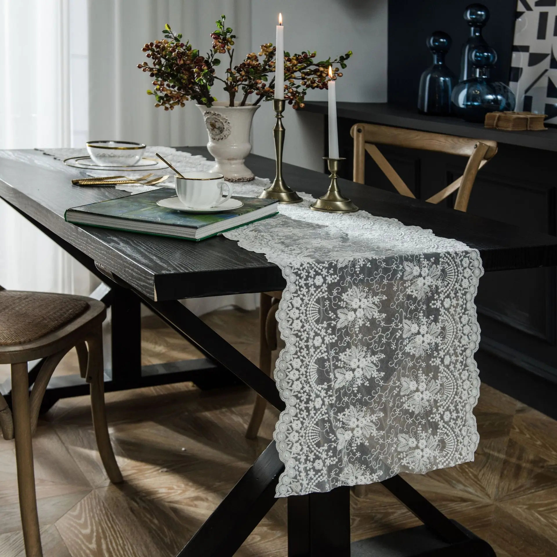 Nordic Lace Table Runner Modern Dining Party Decoration Long Strip Beautifully Embroidered Princess Style Hollow Tablecloth 
Nordic Lace Table Runner Modern Dining Party Decoration Long Strip Beautifully Embroidered Princess Style Hollow Tablecloth